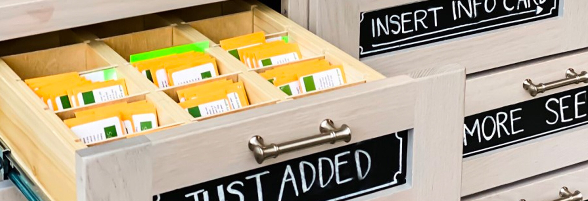 Open Drawer with Seed Packets
