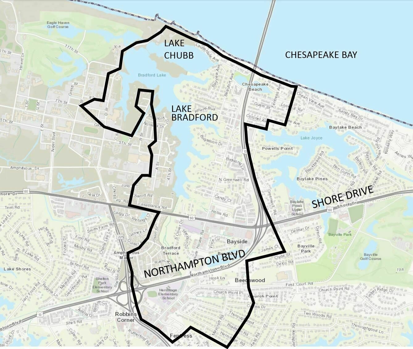 Map of Lake Bradford and Chubb Lake Project Area