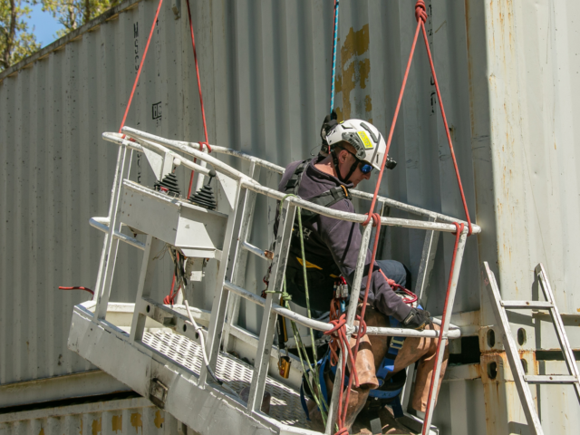 Practicing urban search and rescue around cargo containers