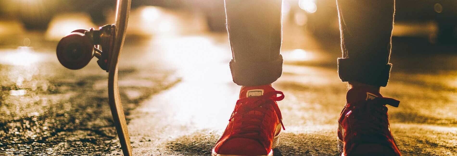 Skateboard with Feet Showing