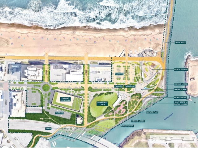 Rudee Park site plan with parking structures